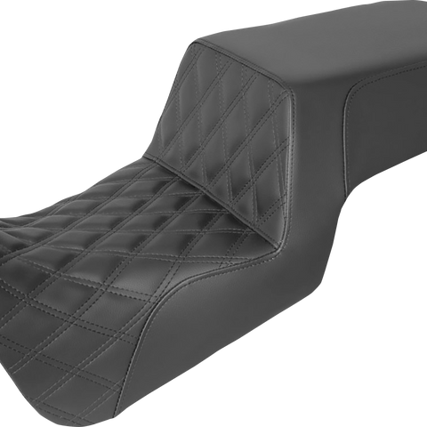 SADDLEMEN Step-Up Seat - Front Lattice Stitch/Rear Smooth - Black 821-34-172 - Team Dream Rides