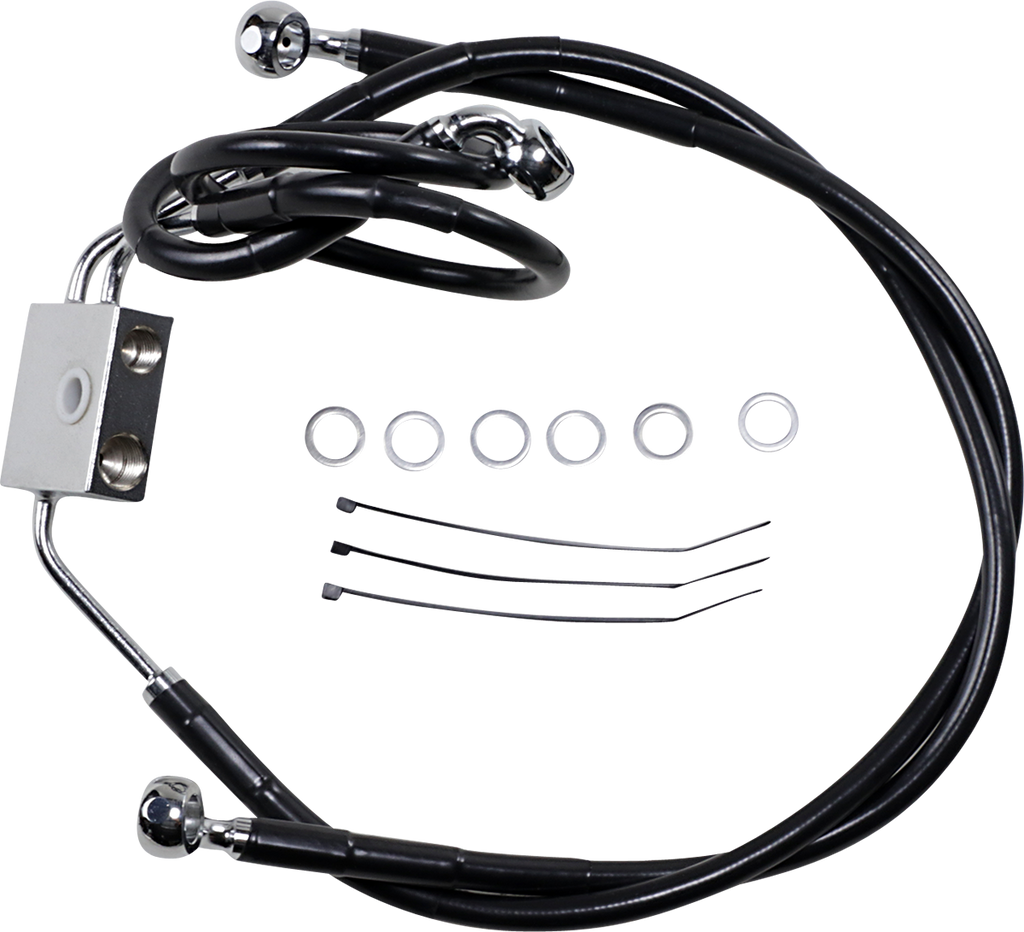 DRAG SPECIALTIES Brake Line - Front - Black - +2" - FXDF '12-'17 Extended Length Black Vinyl Brake Line Kit - Team Dream Rides