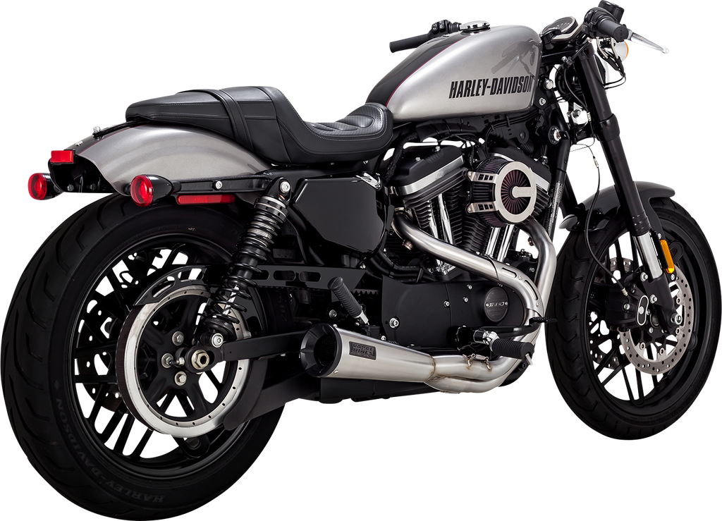 VANCE & HINES 2-into-1 Upsweep Exhaust System - Brushed - Stainless Steel 27327 - Team Dream Rides