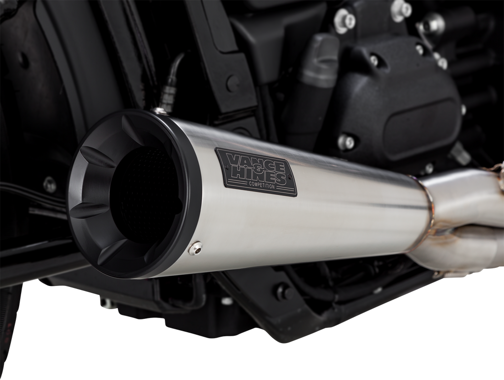 VANCE & HINES 2-into-1 Upsweep Exhaust System - Brushed - Stainless Steel 27323 - Team Dream Rides