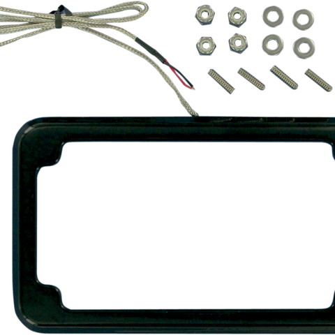 CYCLE VISIONS Beveled License Plate Frame - Black - with Plate Light Beveled License Plate with Lights - Team Dream Rides