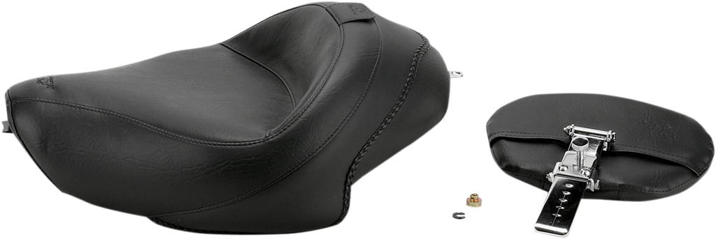 MUSTANG Wide Vintage Solo Seat - Driver's Backrest - XL '04+ Wide-Style Solo Seat with Removable Backrest - Team Dream Rides