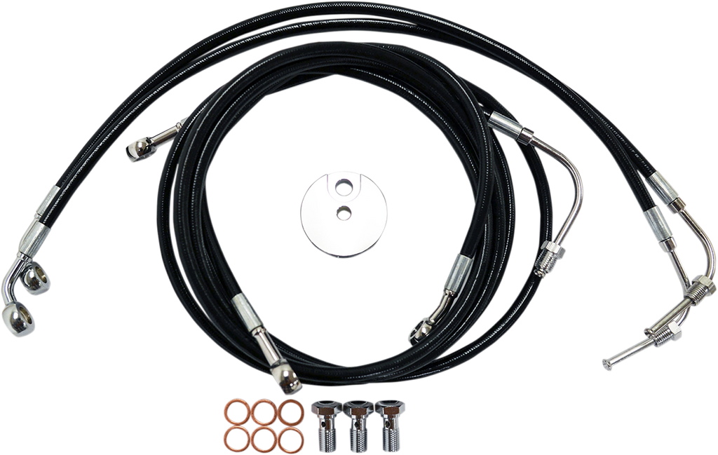 LA CHOPPERS Brake Line - 18"-20" - Black - ABS Black Braided Brake Line Kit - Team Dream Rides