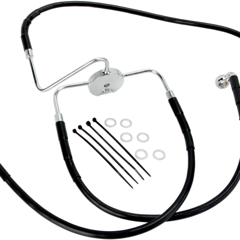 DRAG SPECIALTIES Brake Line - Front - FXDL '96-'00 - Black Stainless Steel Brake Line Kit - Team Dream Rides