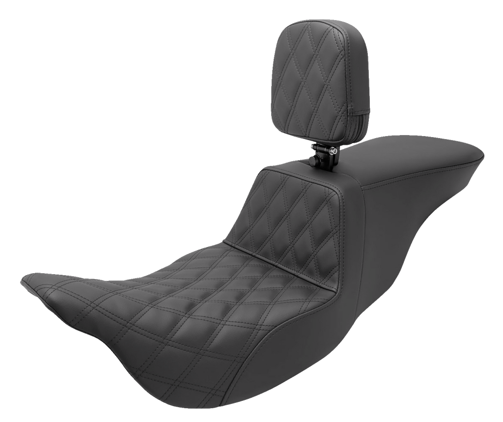 SADDLEMEN Tour Step Up Seat - Rider Backrest - Rider Lattice Stitch  - FL '08-'22 808-07B-192BR - Team Dream Rides