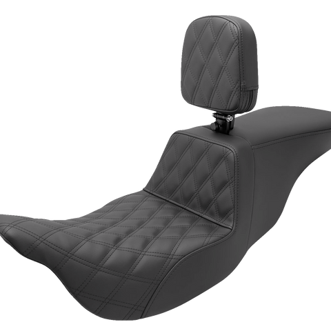SADDLEMEN Tour Step Up Seat - Rider Backrest - Rider Lattice Stitch  - FL '08-'22 808-07B-192BR - Team Dream Rides