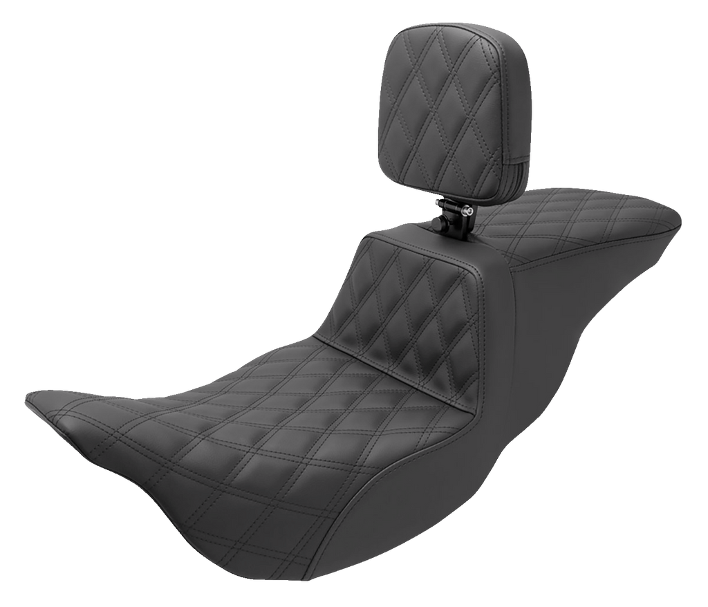 SADDLEMEN Tour Step-Up Seat - Rider Backrest - Full Lattice Stitch - FL '08-'23 808-07B-195BR - Team Dream Rides