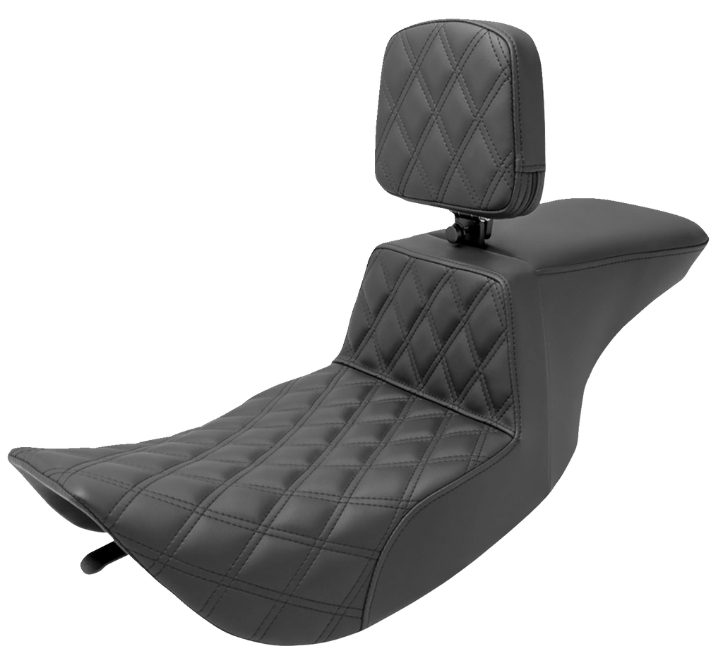 SADDLEMEN Tour Step-Up Seat - Rider Backrest - Front Lattice Stitch - FLHR/FLHX '97-'07 897-06-192BR - Team Dream Rides