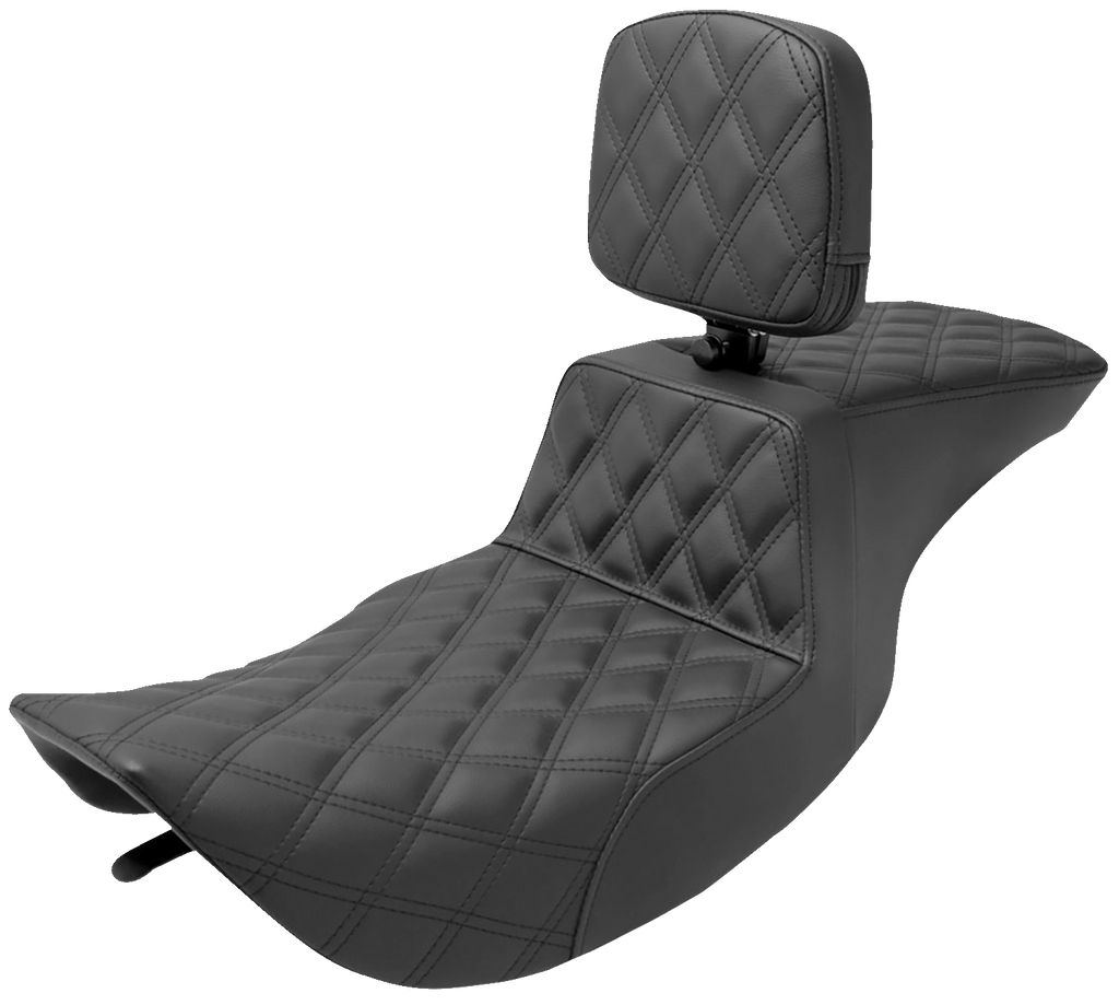 SADDLEMEN Tour Step-Up Seat - Rider Backrest - Full Lattice Stitch - FLHR/FLHX '97-'07 897-06-195BR - Team Dream Rides