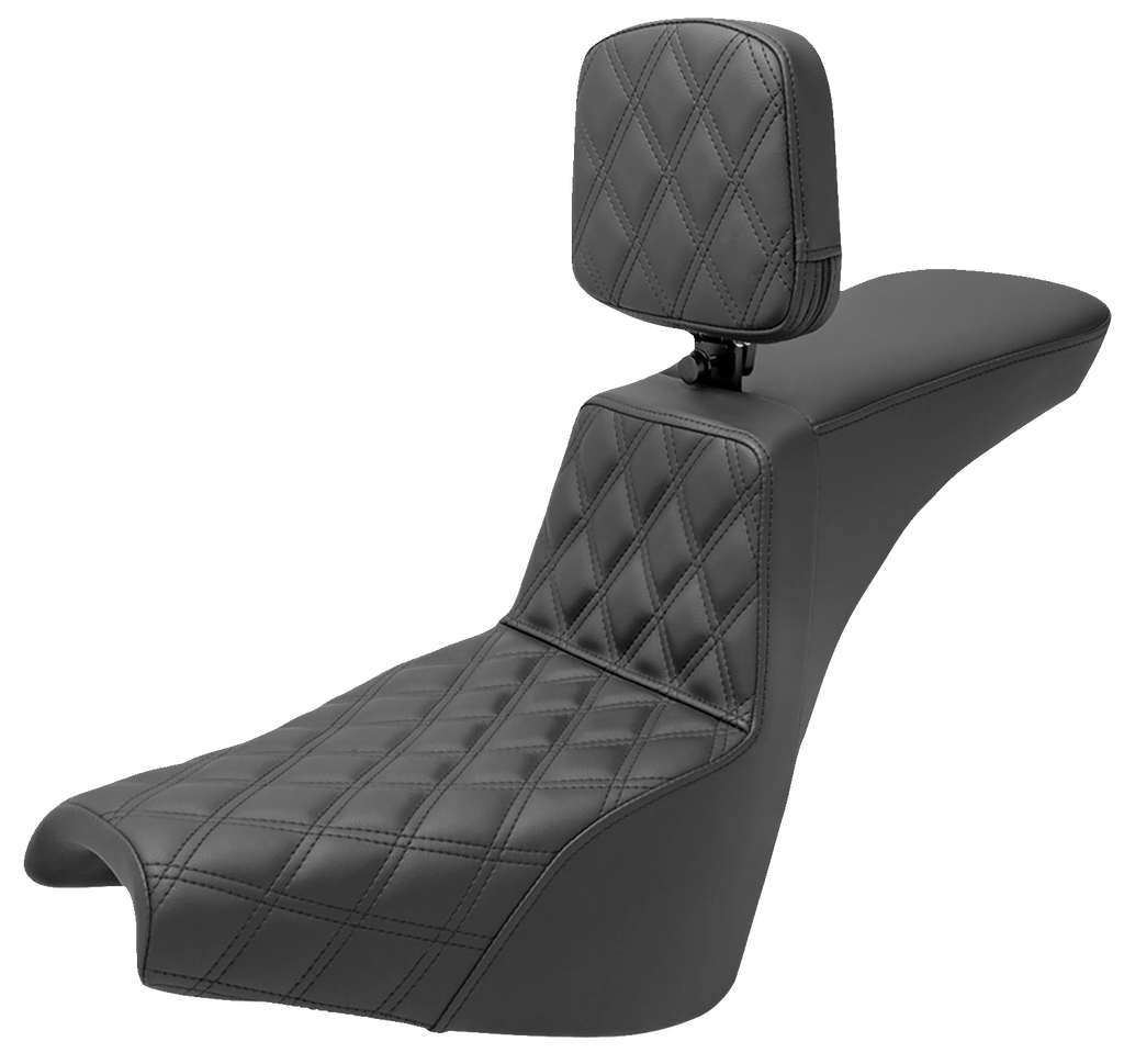 SADDLEMEN Tour Step-Up Seat - Rider Backrest - Front Lattice Stitch - FXBB/FXST '18-'23 818-30-192BR - Team Dream Rides