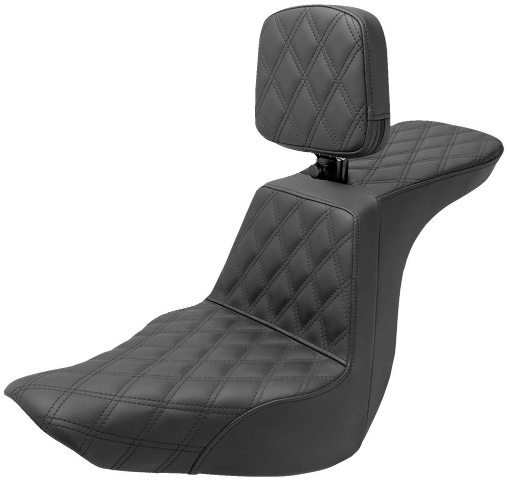 SADDLEMEN Tour Step-Up Seat - Rider Backrest - Full Latice Stitch - FLSB/FXLR '18-'23 818-29-195BR - Team Dream Rides