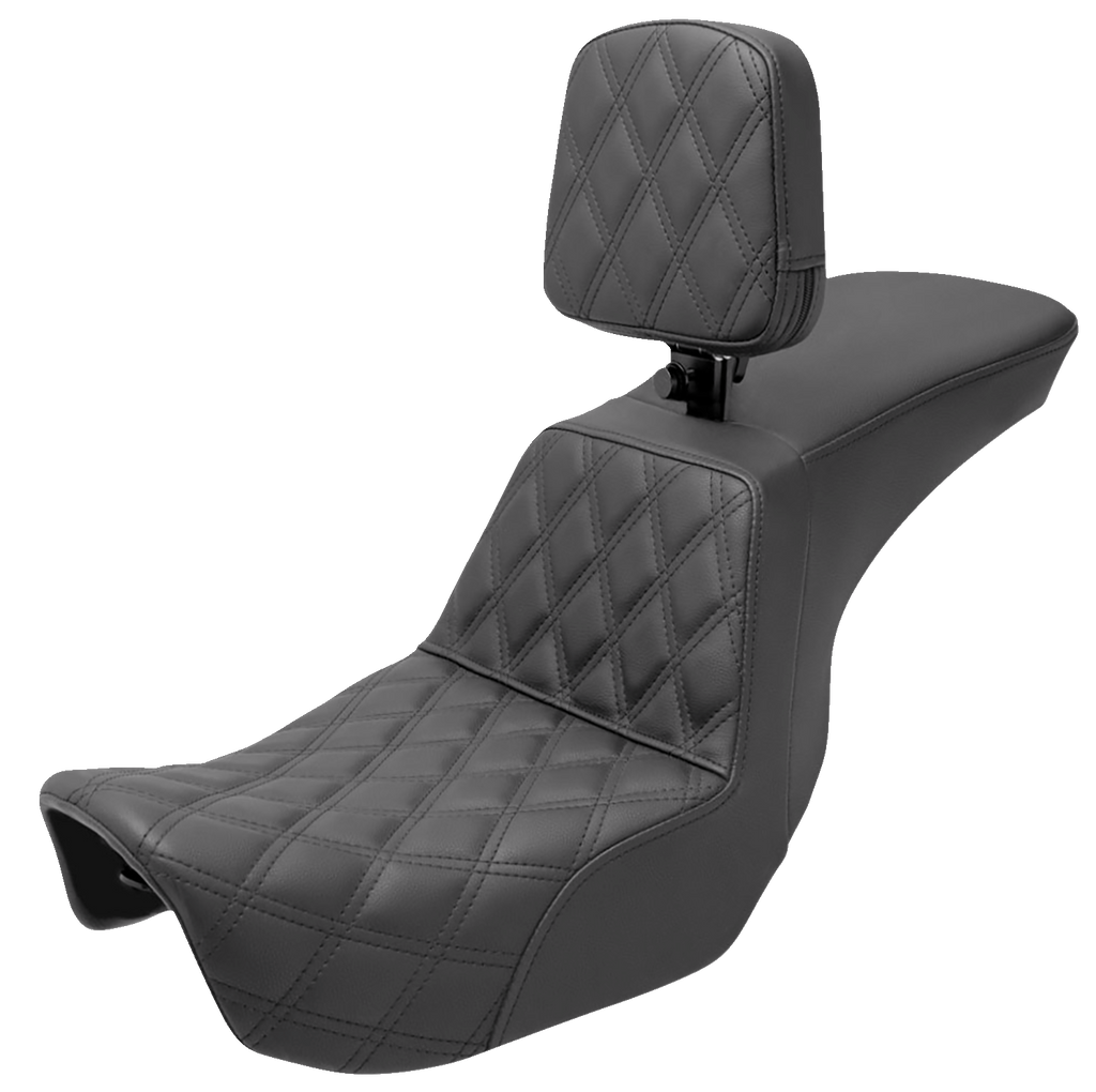 SADDLEMEN Tour Step Up Seat - Rider Backrest - Front Lattice Stitch - Dyna '06-'17 806-04-192BR - Team Dream Rides