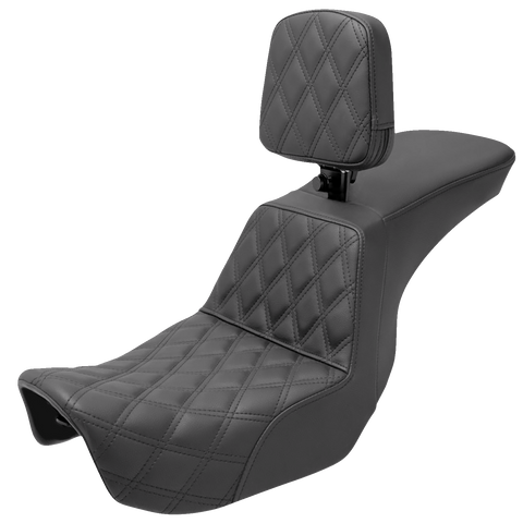SADDLEMEN Tour Step Up Seat - Rider Backrest - Front Lattice Stitch - Dyna '06-'17 806-04-192BR - Team Dream Rides