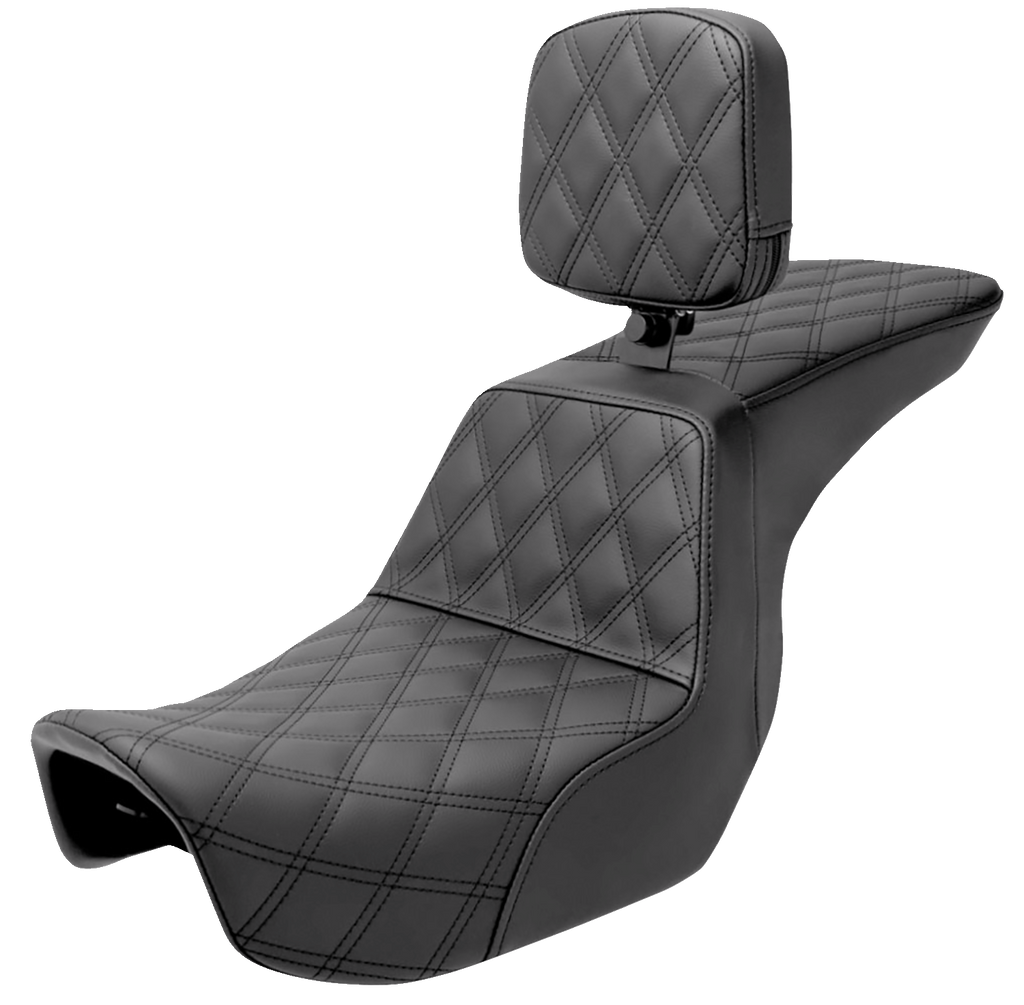 SADDLEMEN Tour Step-Up Seat - Rider Backrest - Full Lattice Stitch - Dyna '06-'17 806-04-195BR - Team Dream Rides