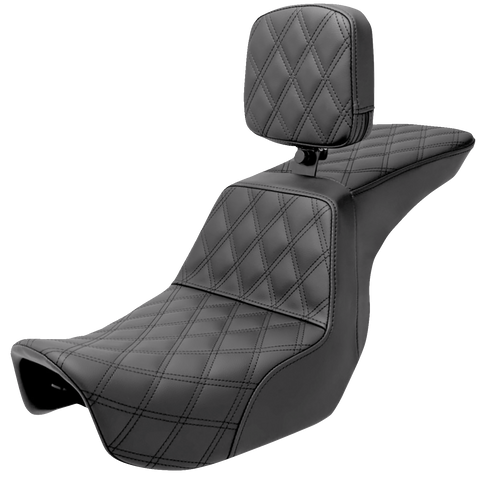 SADDLEMEN Tour Step-Up Seat - Rider Backrest - Full Lattice Stitch - Dyna '06-'17 806-04-195BR - Team Dream Rides