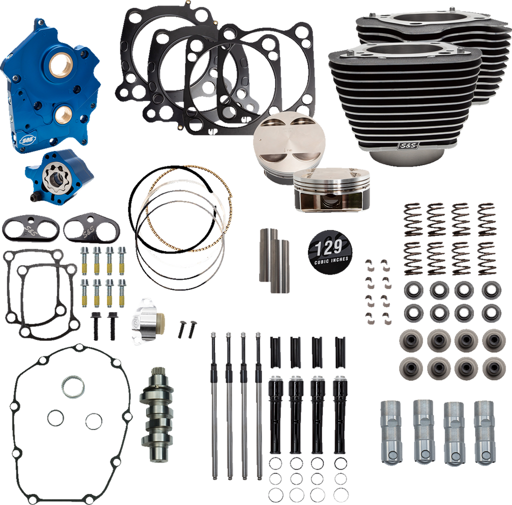 S&S CYCLE 129" Power Package Engine Performance Kit - Chain Drive - Oil Cooled - Highlighted Fins - M8 310-1225 - Team Dream Rides