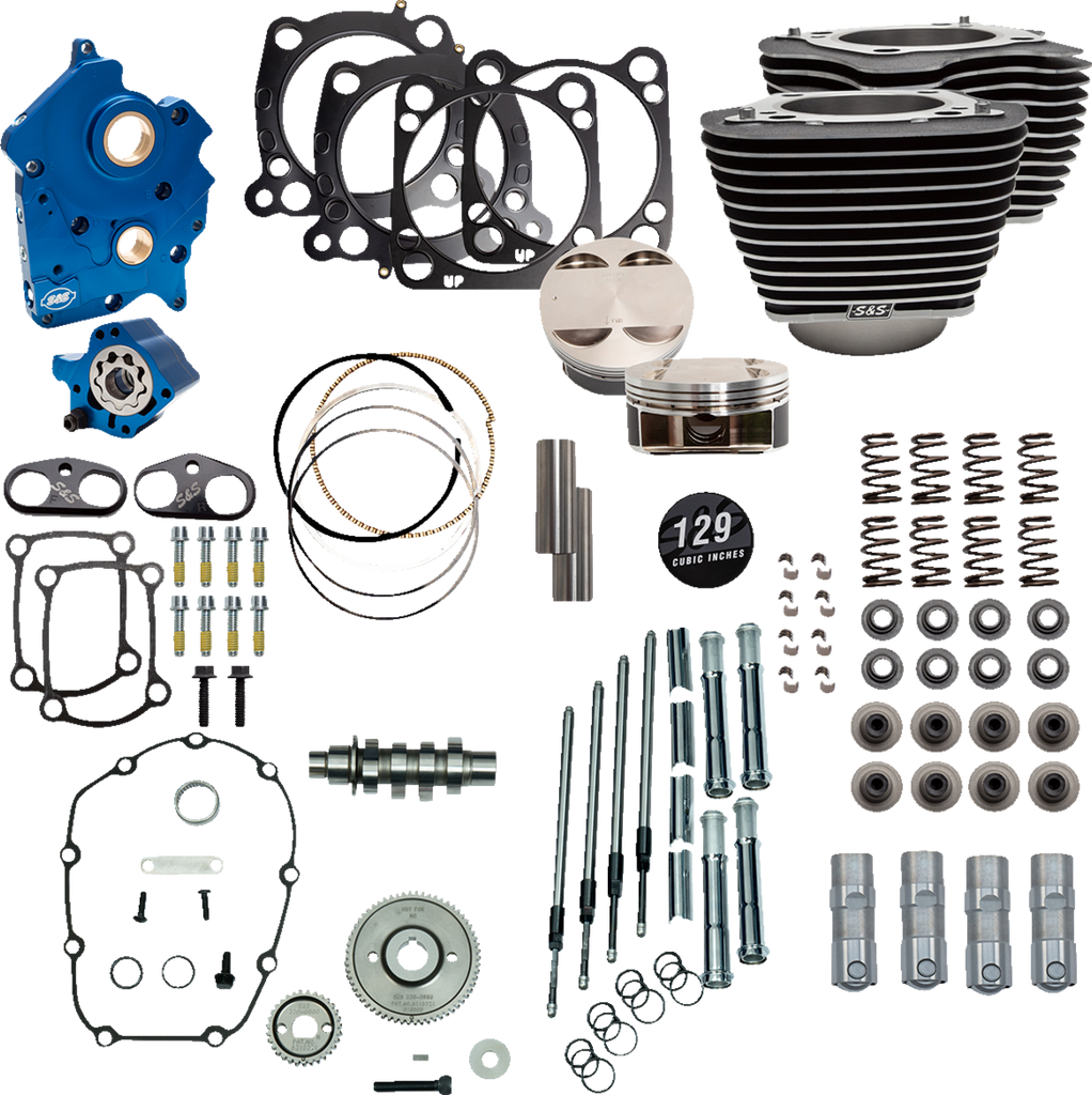 S&S CYCLE 129" Power Package Engine Performance Kit - Gear Drive - Oil Cooled - Highlighted Fins - M8 310-1224 - Team Dream Rides
