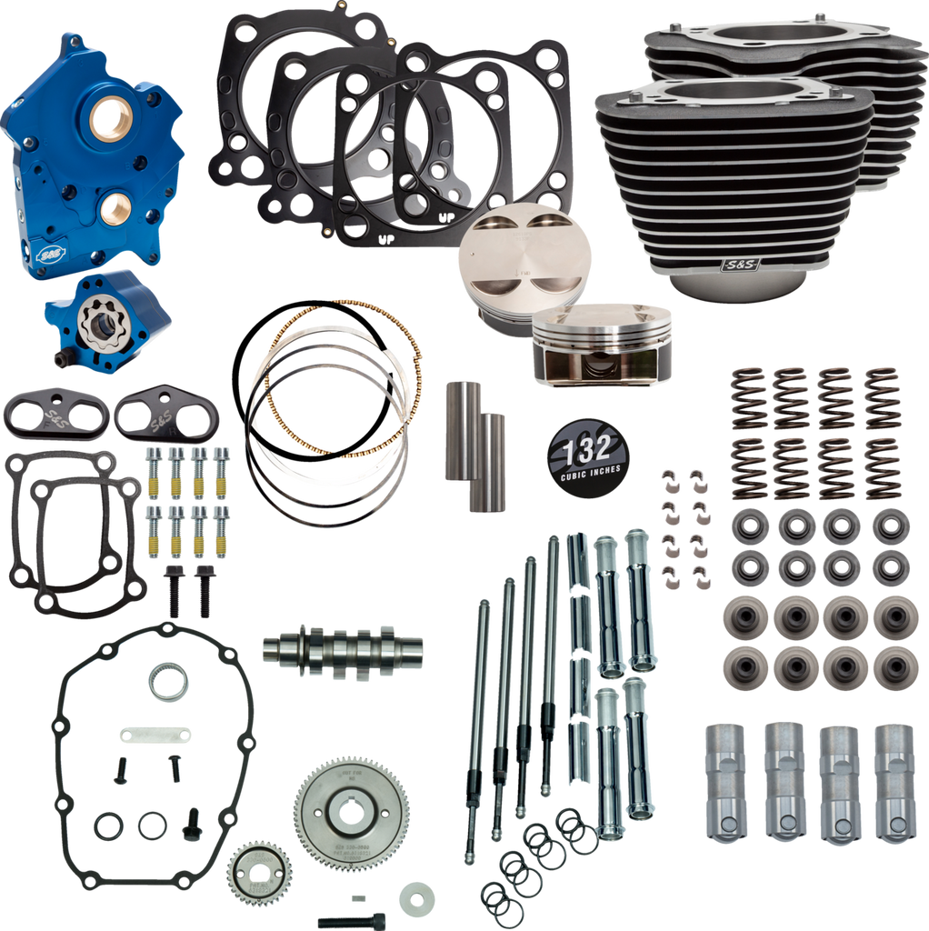 S&S CYCLE 132" Power Package Engine Performance Kit - Gear Drive - Oil Cooled - Highlighted Fins - M8 310-1232 - Team Dream Rides