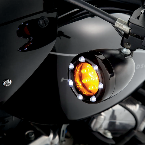 ARLEN NESS LED Light Kit for Factory Turn Signal Housing - Amber/White - Black LED 