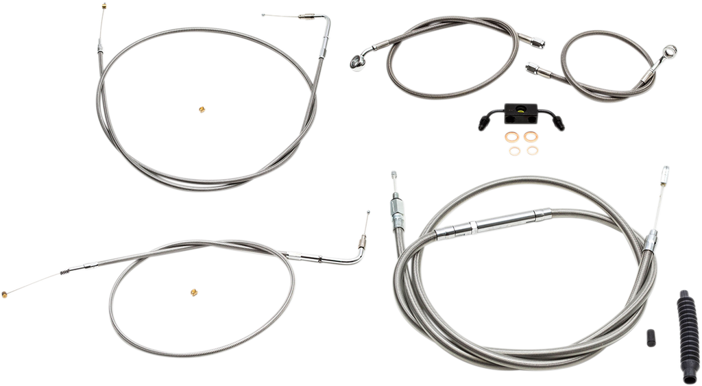 LA CHOPPERS 12" - 14" Cable Kit for FXDF w/ ABS Standard Stainless Braided Handlebar Cable/Brake Line Kit - Team Dream Rides