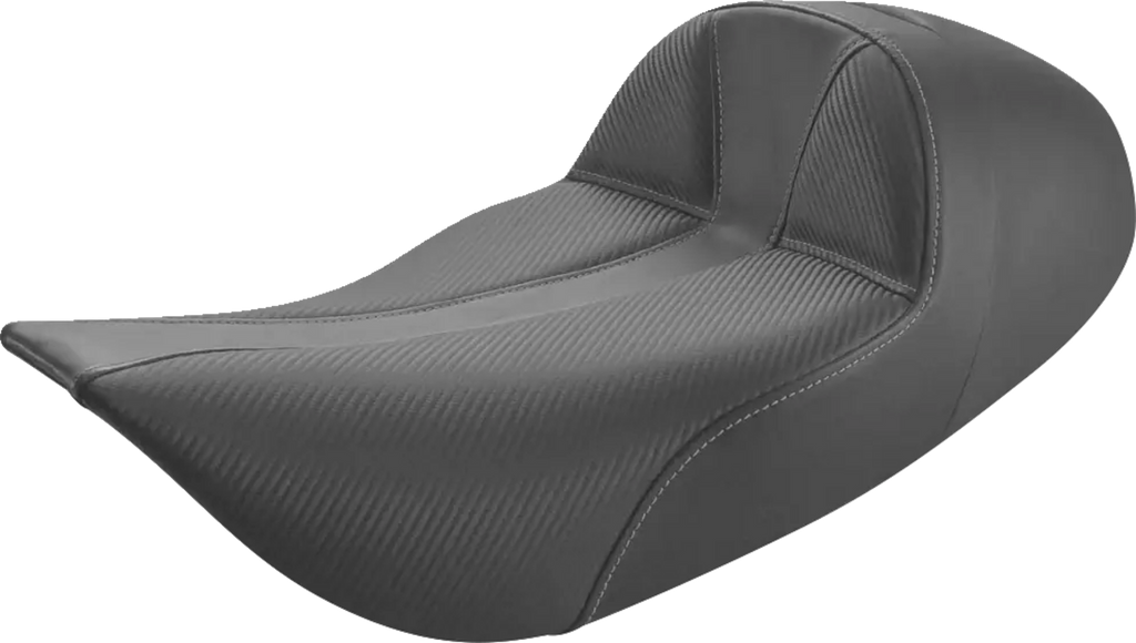 SADDLEMEN Dominator Solo Seat - Extended Reach - w/o Backrest - Black w/ Gray Stitching - FLHR/FLHX '97-'07 897-06-0042 - Team Dream Rides