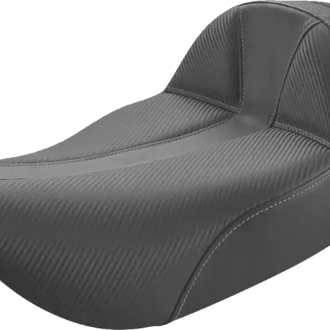 SADDLEMEN Dominator Solo Seat - Extended Reach - w/o Backrest - Black w/ Gray Stitching - FLHR/FLHX '97-'07 897-06-0042 - Team Dream Rides