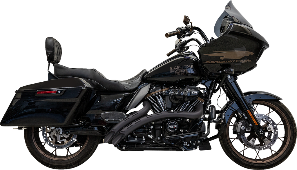 BASSANI XHAUST Sweeper Radial Exhaust System with Slotted Heat Shields - Black 1F22FB - Team Dream Rides