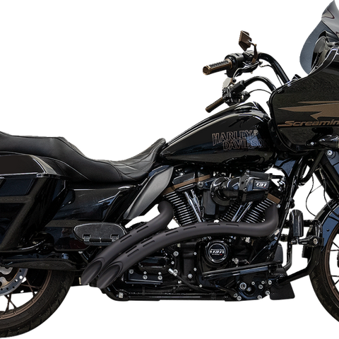 BASSANI XHAUST Sweeper Radial Exhaust System with Slotted Heat Shields - Black 1F22FB - Team Dream Rides
