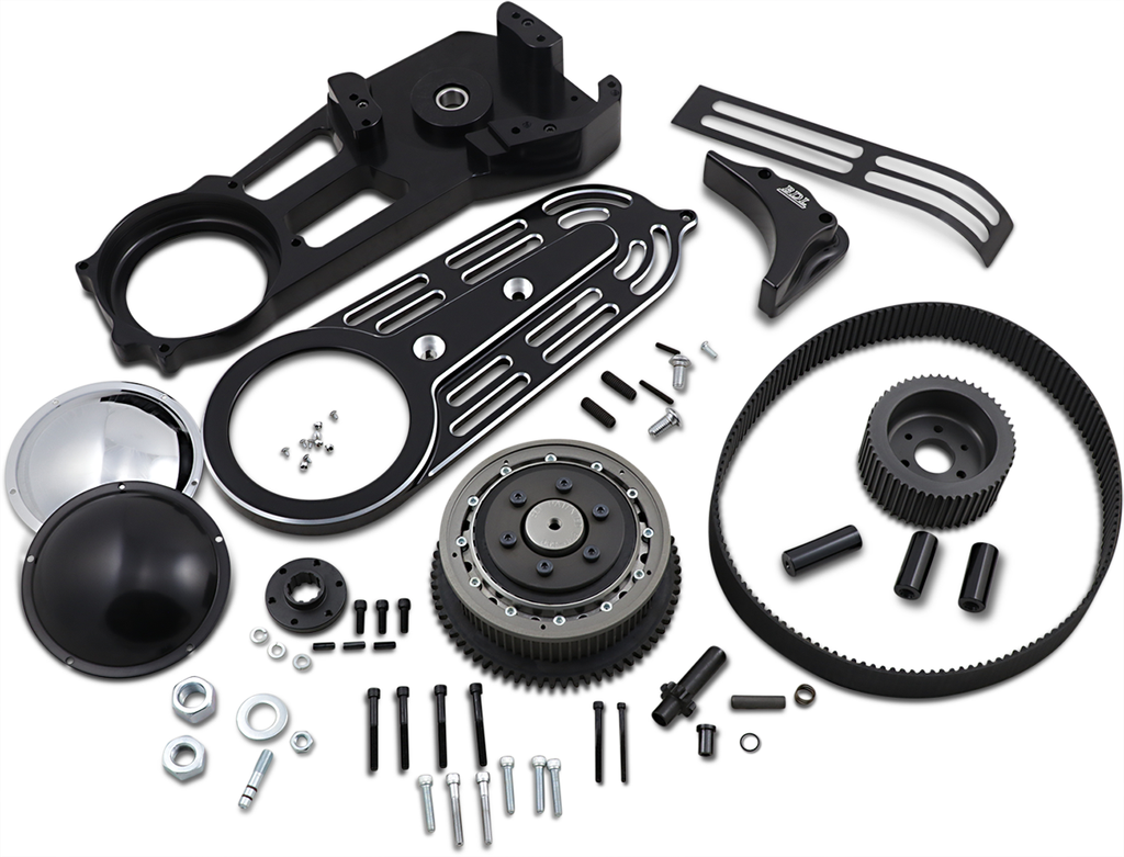 BELT DRIVES LTD. 2" Drive Belt - Black 2" Belt Drive Kit with Changeable Domes - Team Dream Rides