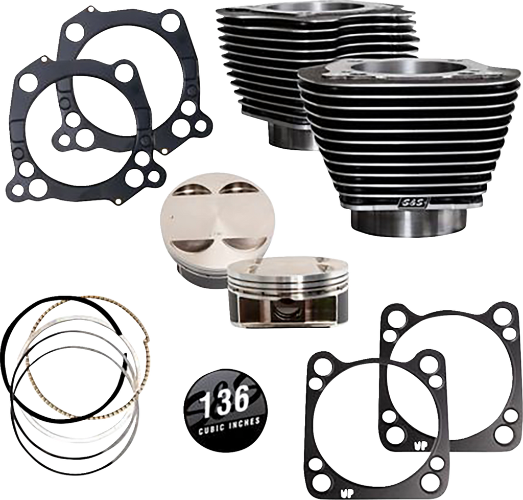 S&S CYCLE 136 " Big Bore Cylinder Kit -Black Granite/ Highlighted Fins - M8 910-0850 - Team Dream Rides
