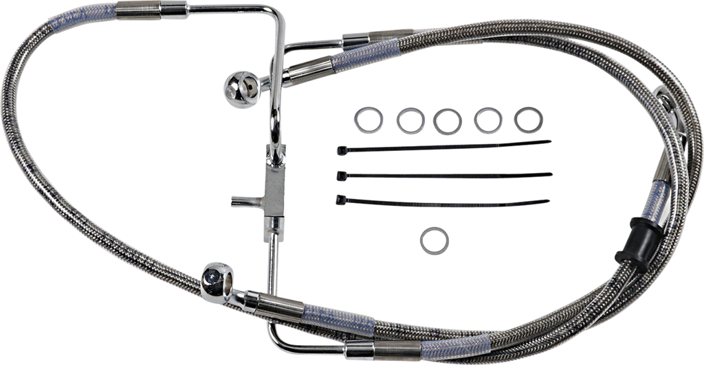 DRAG SPECIALTIES Brake Line - +8" - Stainless Steel - XL Extended Length Stainless Steel Brake Line - Team Dream Rides