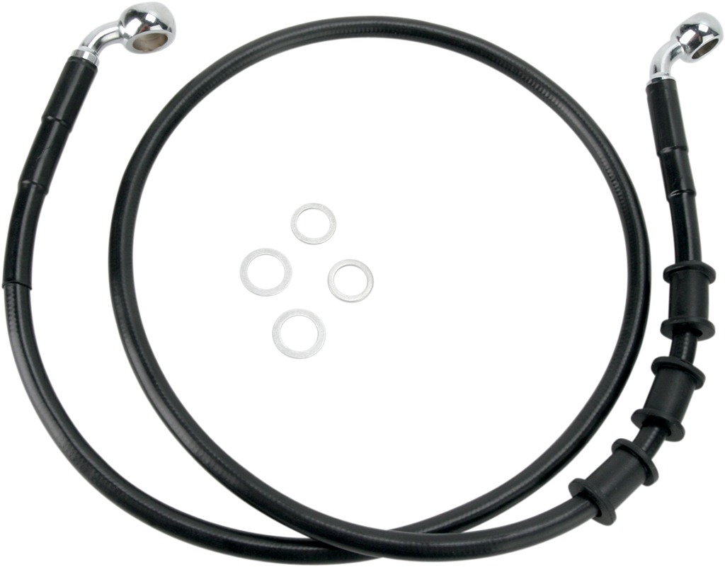 DRAG SPECIALTIES Brake Line - Front - Black - +4" Extended Length Black Vinyl Brake Line Kit - Team Dream Rides