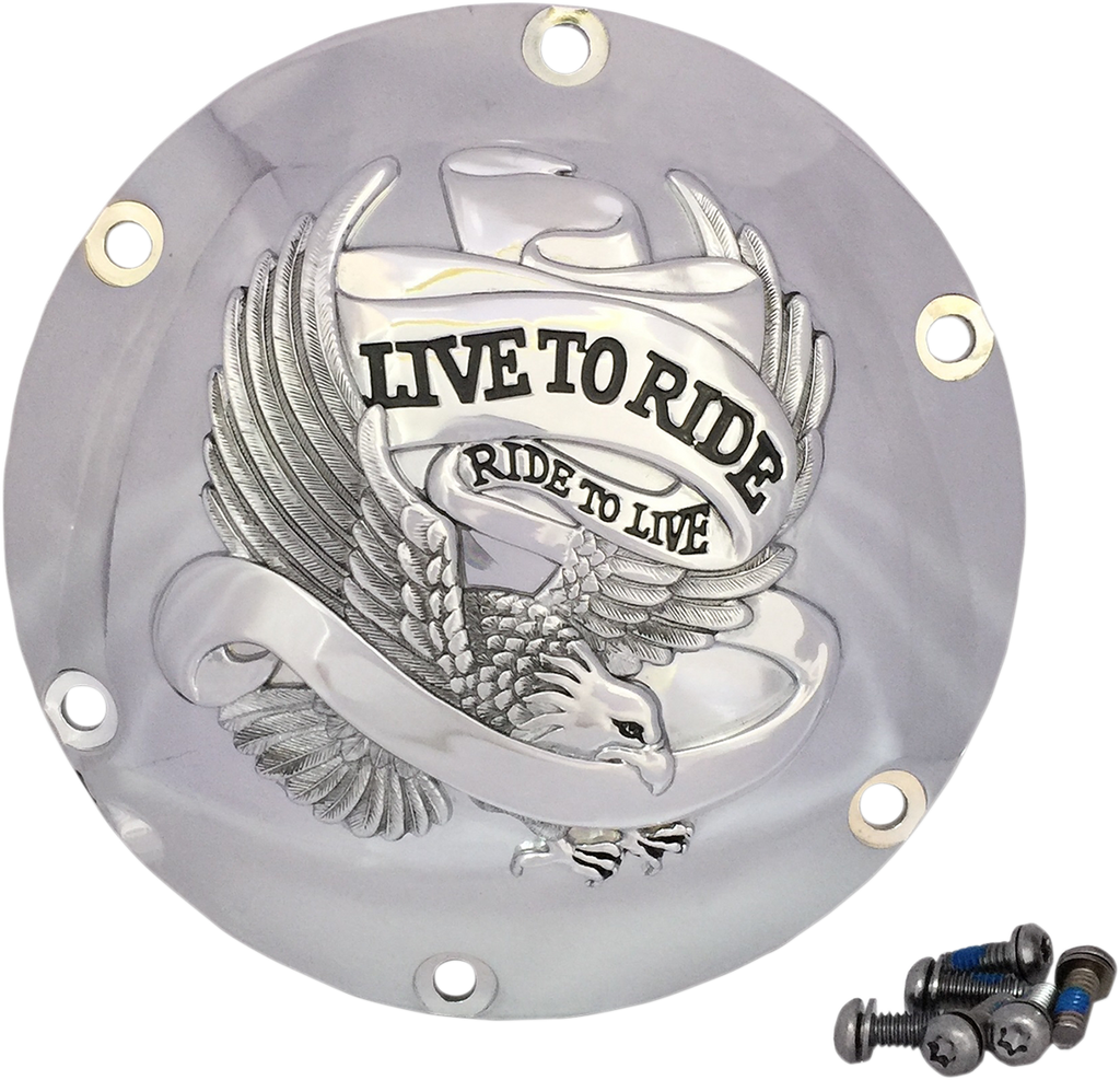 DRAG SPECIALTIES 6-Hole - Chrome - Live to Ride Derby Cover Live To Ride Derby Cover - Team Dream Rides