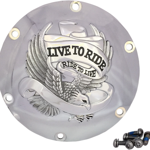 DRAG SPECIALTIES 6-Hole - Chrome - Live to Ride Derby Cover Live To Ride Derby Cover - Team Dream Rides