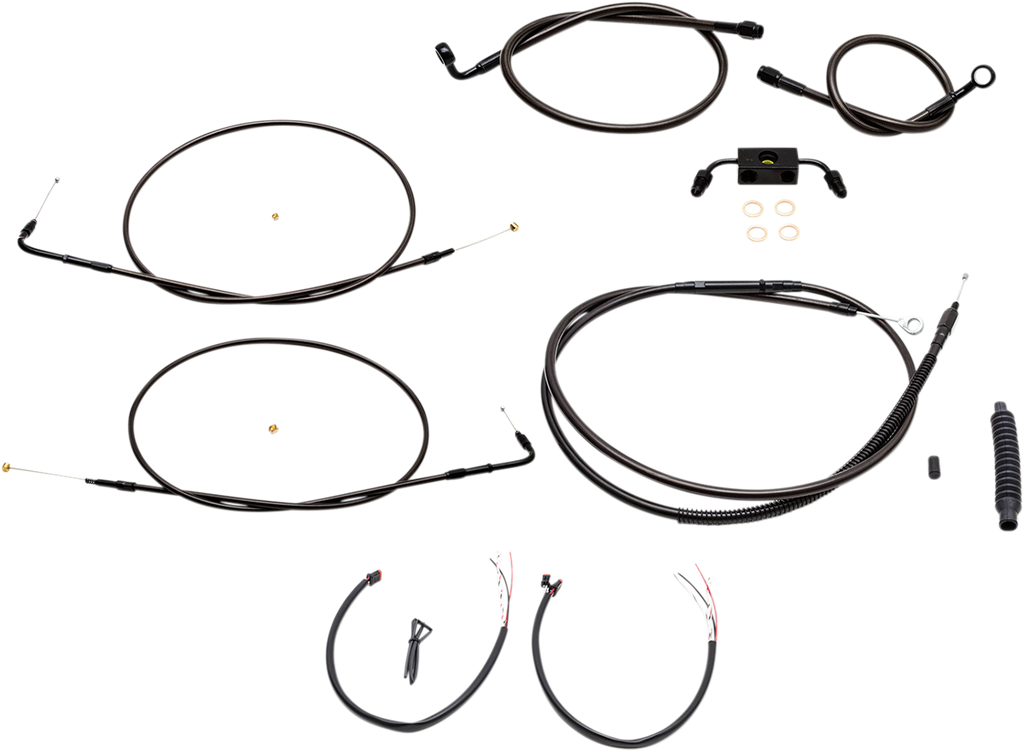 LA CHOPPERS Midnight Cable Kit for 15" - 17" Ape Hanger Handlebars Midnight Braided Handlebar Cable/Brake Line Kit — Ape Hanger - Team Dream Rides