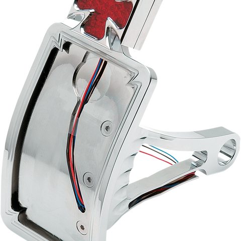 DRAG SPECIALTIES Side Mount Taillight/License Plate Mount - Curved Vertical - Maltese Cross Axel Side Mount Maltese Cross LED Taillight and License Plate Mount - Team Dream Rides