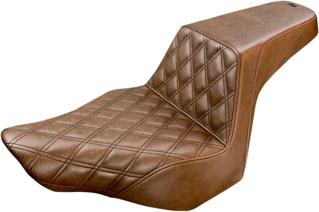 SADDLEMEN Step Up Seat - Driver Lattice Stitched - Brown - FXSB Step Up Seat — Front Lattice Stitch - Team Dream Rides