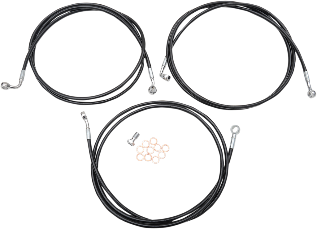 LA CHOPPERS Brake Line - 18"-20"  - Black- ABS Black Braided Brake Line Kit - Team Dream Rides