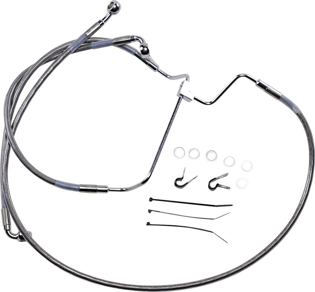 DRAG SPECIALTIES Brake Line - +10" - Stainless Steel Extended Length Stainless Steel Brake Line Kit - Team Dream Rides