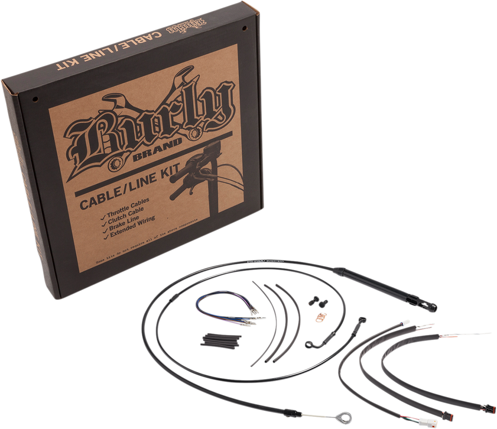 BURLY BRAND Black Control Kit for 14" Gorilla Handlebars Handlebar Cable and Brake Line Kit for Burly Ape Handlebars - Team Dream Rides