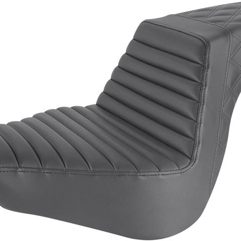 SADDLEMEN Step Up Seat - Lattice Stitched - Black - Softail Step Up Seat — Lattice Stitched - Team Dream Rides
