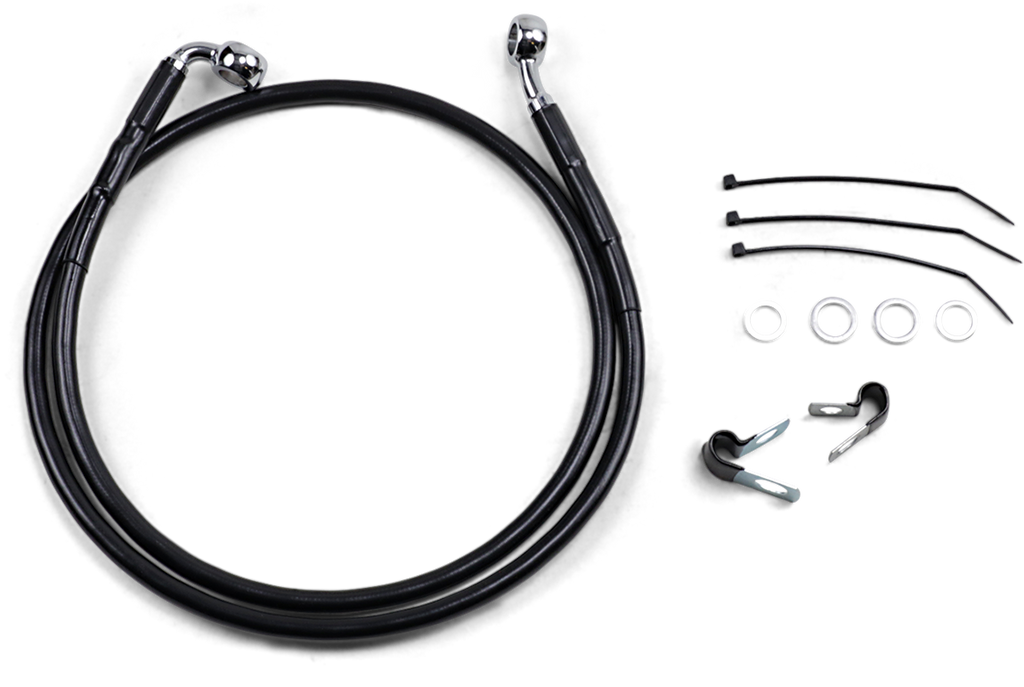 DRAG SPECIALTIES Brake Line - Front - Black - +4" - FXD '00-'05 Extended Length Black Vinyl Brake Line Kit - Team Dream Rides