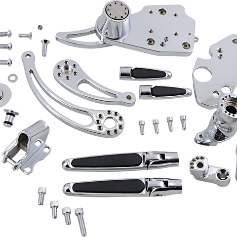 HAWG HALTERS Forward Control - '14+ FLH - Chrome - Standard - Folding Rubber Inlay Pegs - Slotted Levers Forward Control - Team Dream Rides