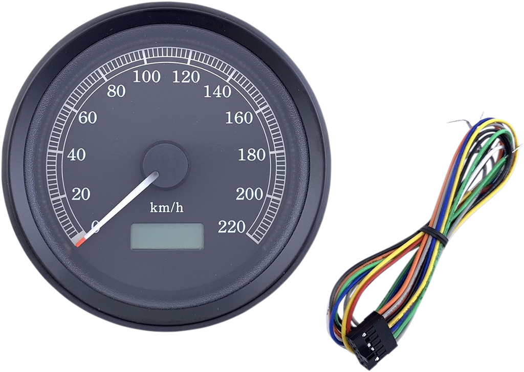 DRAG SPECIALTIES Universal 3-3/8" Programmable Electronic Speedometer - KPH - Black Face - Black Bezel Universal Speedometer - Team Dream Rides