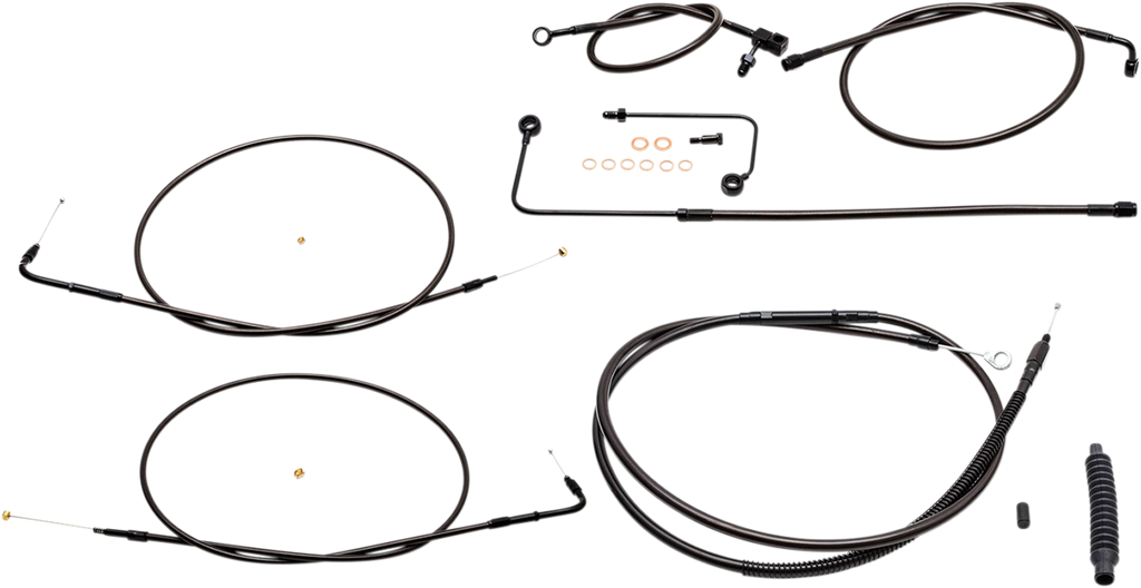 LA CHOPPERS Standard Midnight Braided Handlebar Cable/Brake Line Kit for 12" - 14" Ape Hanger Handlebars Standard Midnight Braided Handlebar Cable/Brake Line Kit — Ape Hanger - Team Dream Rides