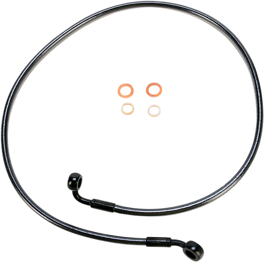 MAGNUM Black Pearl Brake Line - 54" - 35/90° E-Z Align DOT Braided Single Disc Front Brake Line - Team Dream Rides