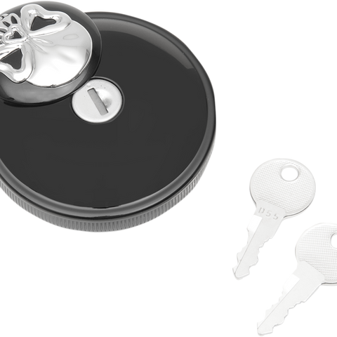 DRAG SPECIALTIES Skull Locking Gas Cap - Black - Non-Vented Screw-In Locking Skull Gas Cap - Team Dream Rides