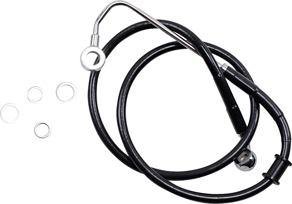 DRAG SPECIALTIES Brake Line - +4" - Black - '15-'17 Softail Extended Length Stainless Steel Brake Line - Team Dream Rides