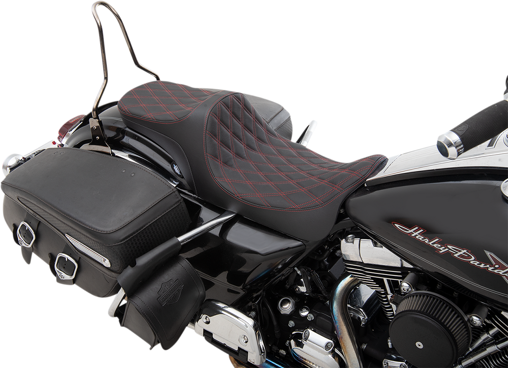 DRAG SPECIALTIES SEATS Predator III 2- Up Seat - Double Diamond - Red Predator III Seat - Team Dream Rides