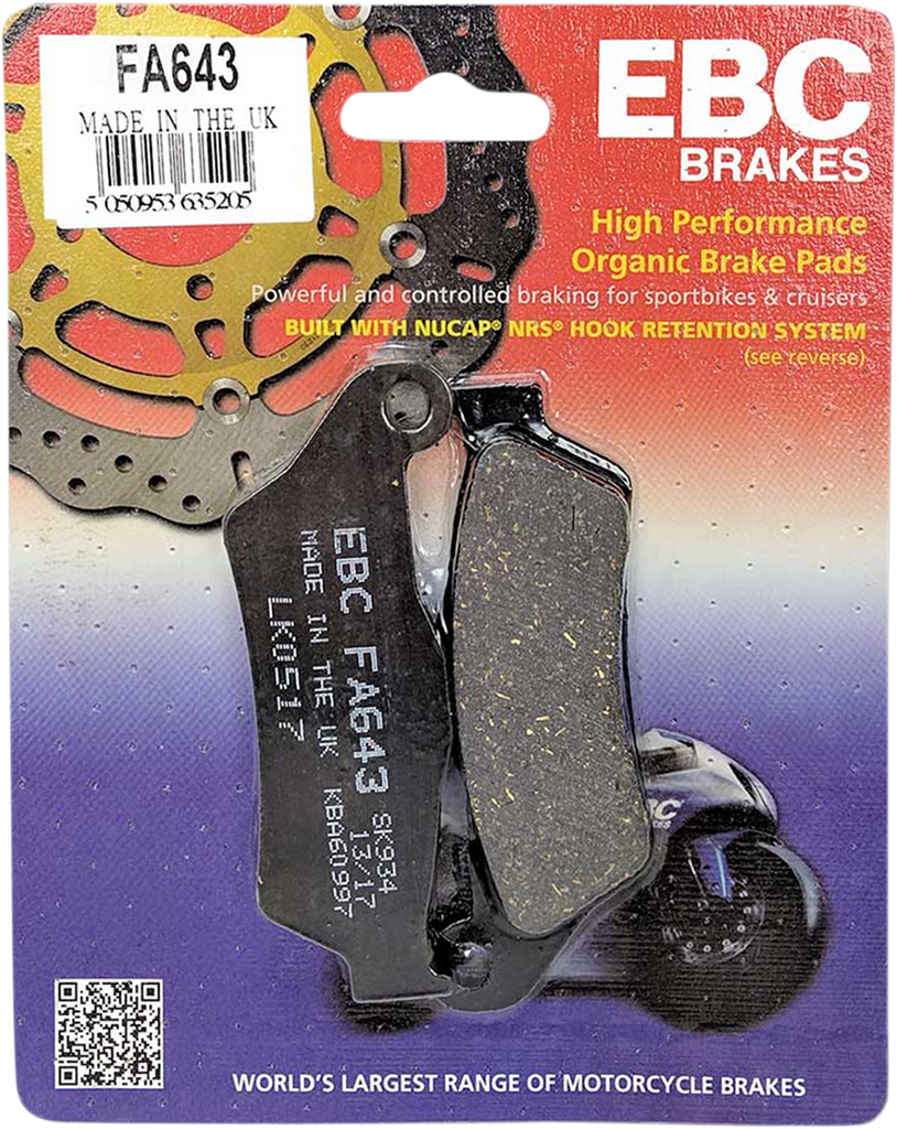 EBC Organic Brake Pads - FA643 Organic Harley/Buell Brake Pads - Team Dream Rides